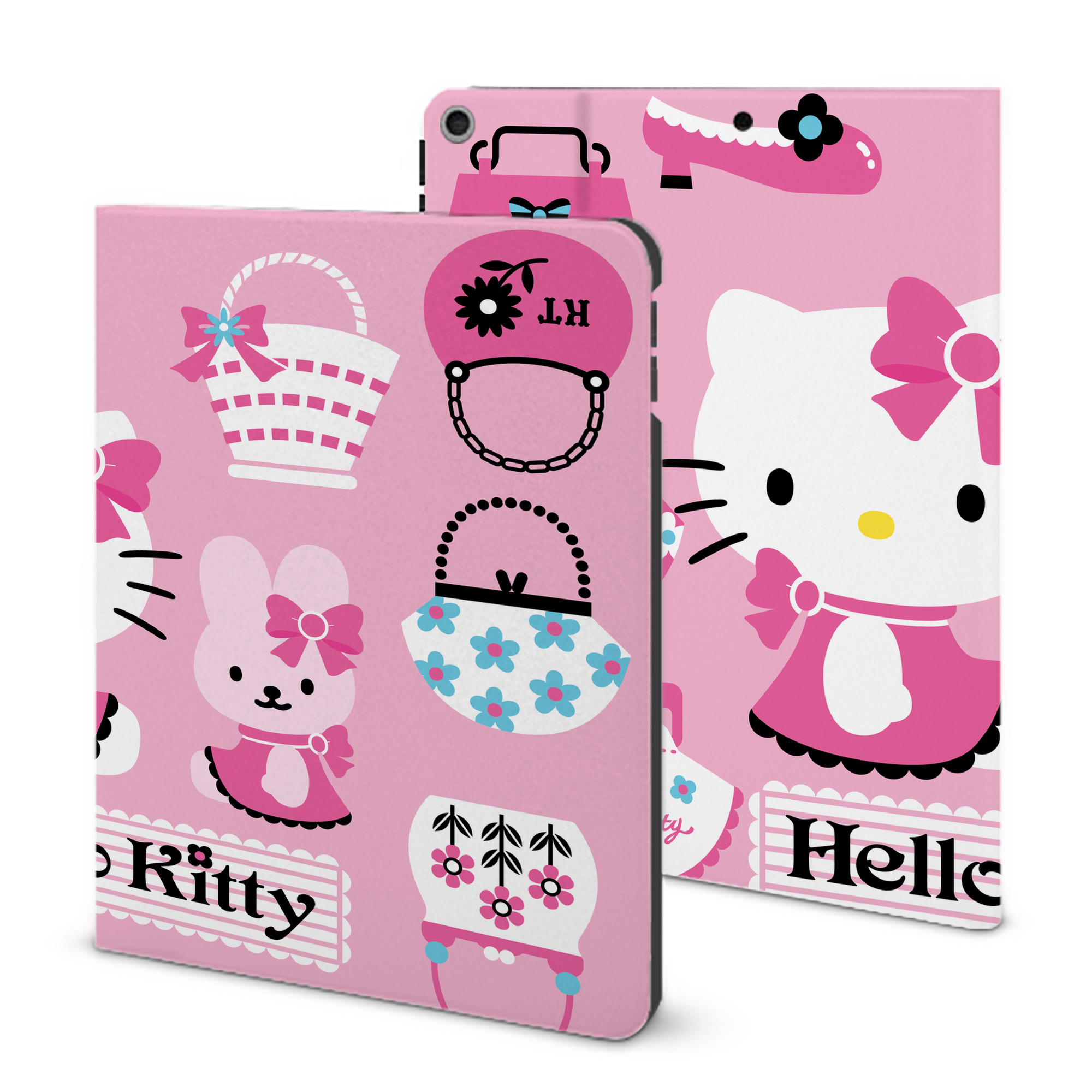 （画像用） Hello Kitty ハローキティ IPad ケース ブック型 PUレザー TPU 耐衝撃 軽量 薄型 ペン収納なし 全面保護 IPad 各モデル対応